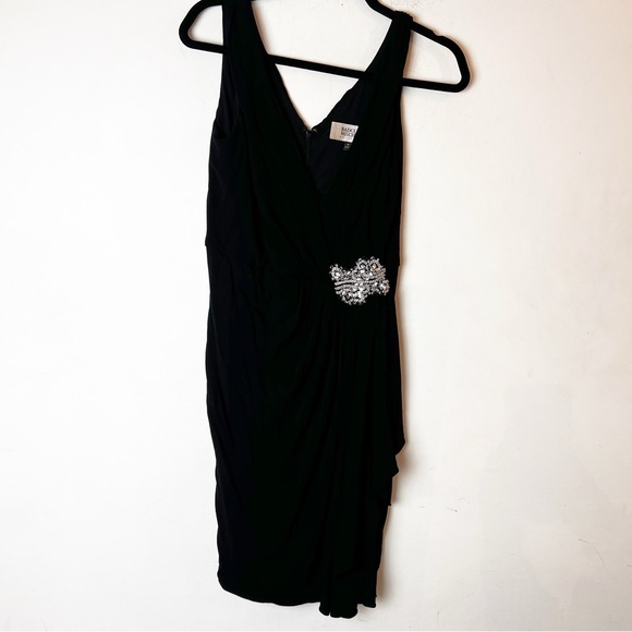 SZ 6 Badgley Mischka Black Dress w/ Diamond embellished side - Picture 2 of 6